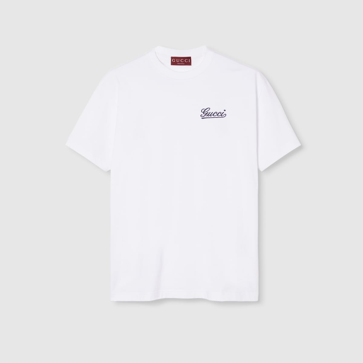 Embroidered cotton jersey T-shirt in off-white | GUCCI® US