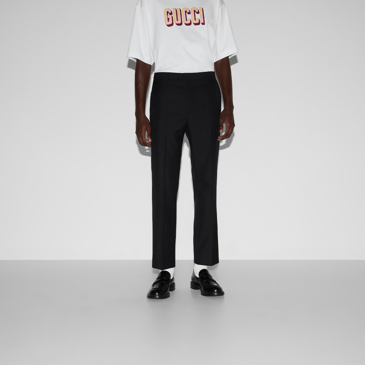 ウールブレンドツイル パンツブラック | GUCCI公式