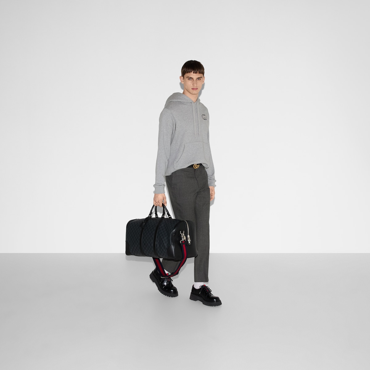 GG SMALL 28 DUFFLE BAG IN GREEN MOSS SOLF CALFSKIN