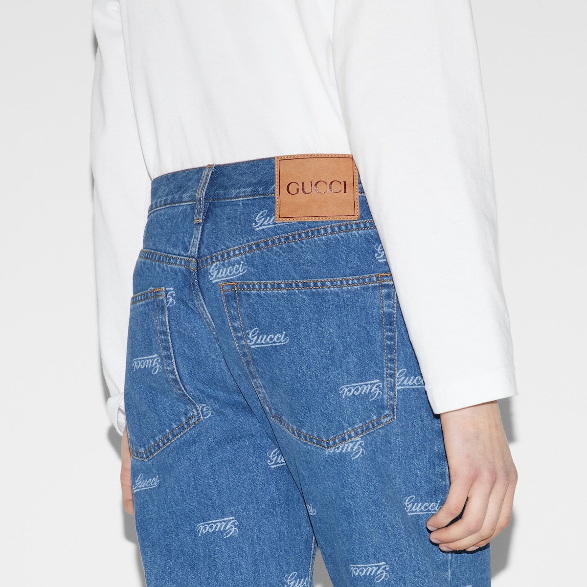 中古・古着通販】GUCCI (グッチ) デニムパンツ タイガーフラワー