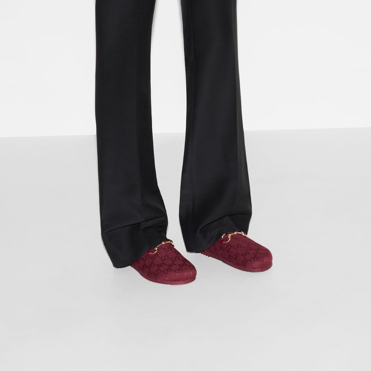 Damenslipper mit Horsebit in GG Wildleder in Rosso Ancora | GUCCI® DE