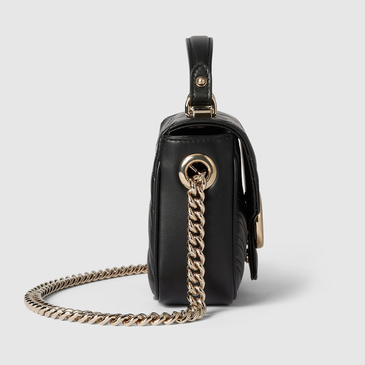 GG Marmont mini top handle bag in black leather | GUCCI® US