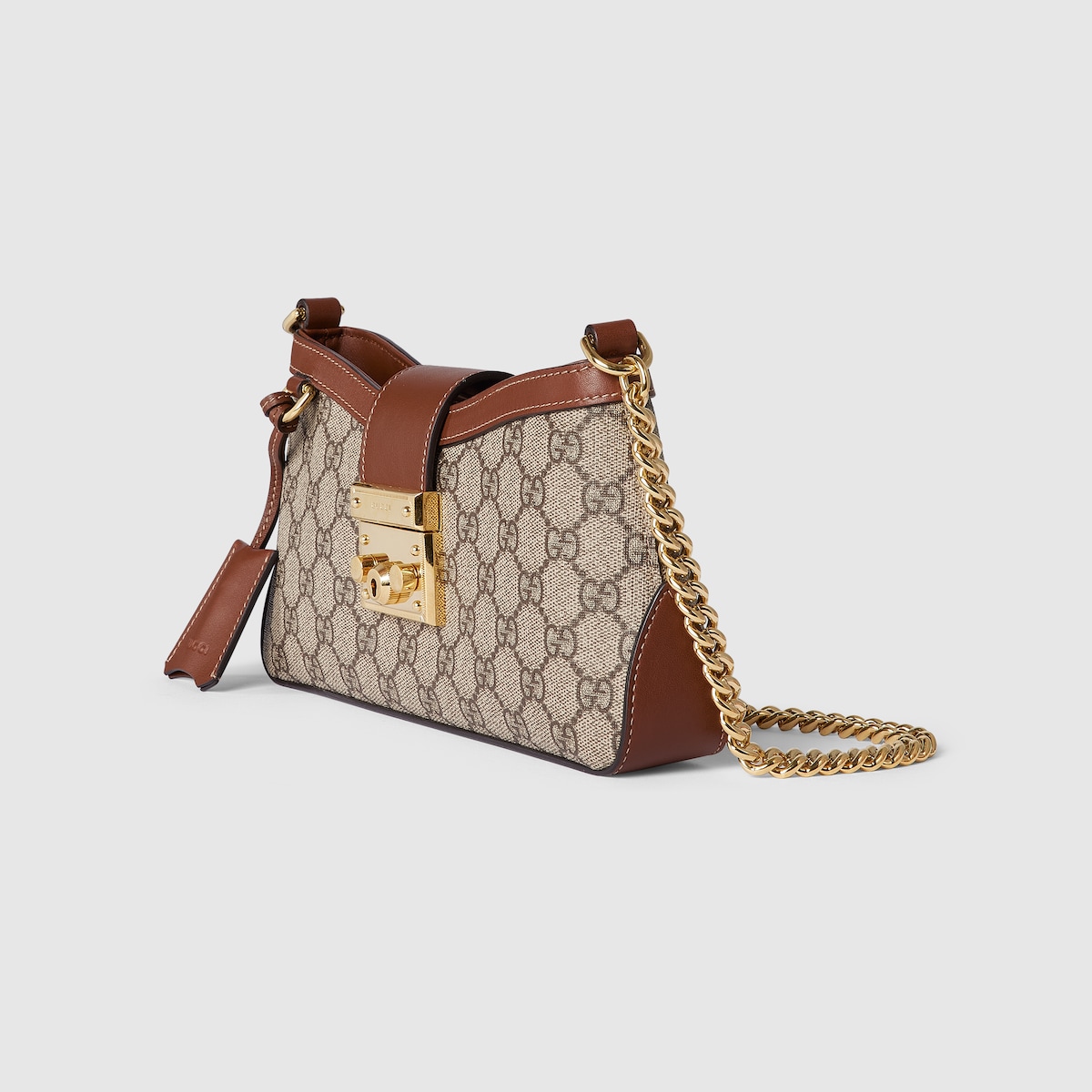 Padlock small shoulder bag in brown leather GUCCI AE