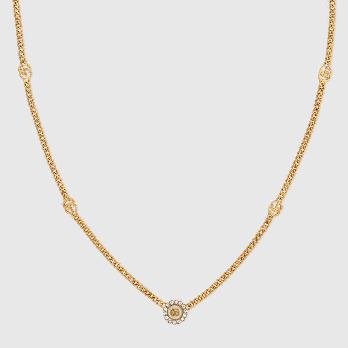 GG Marmont Double G flower necklace in gold-toned metal