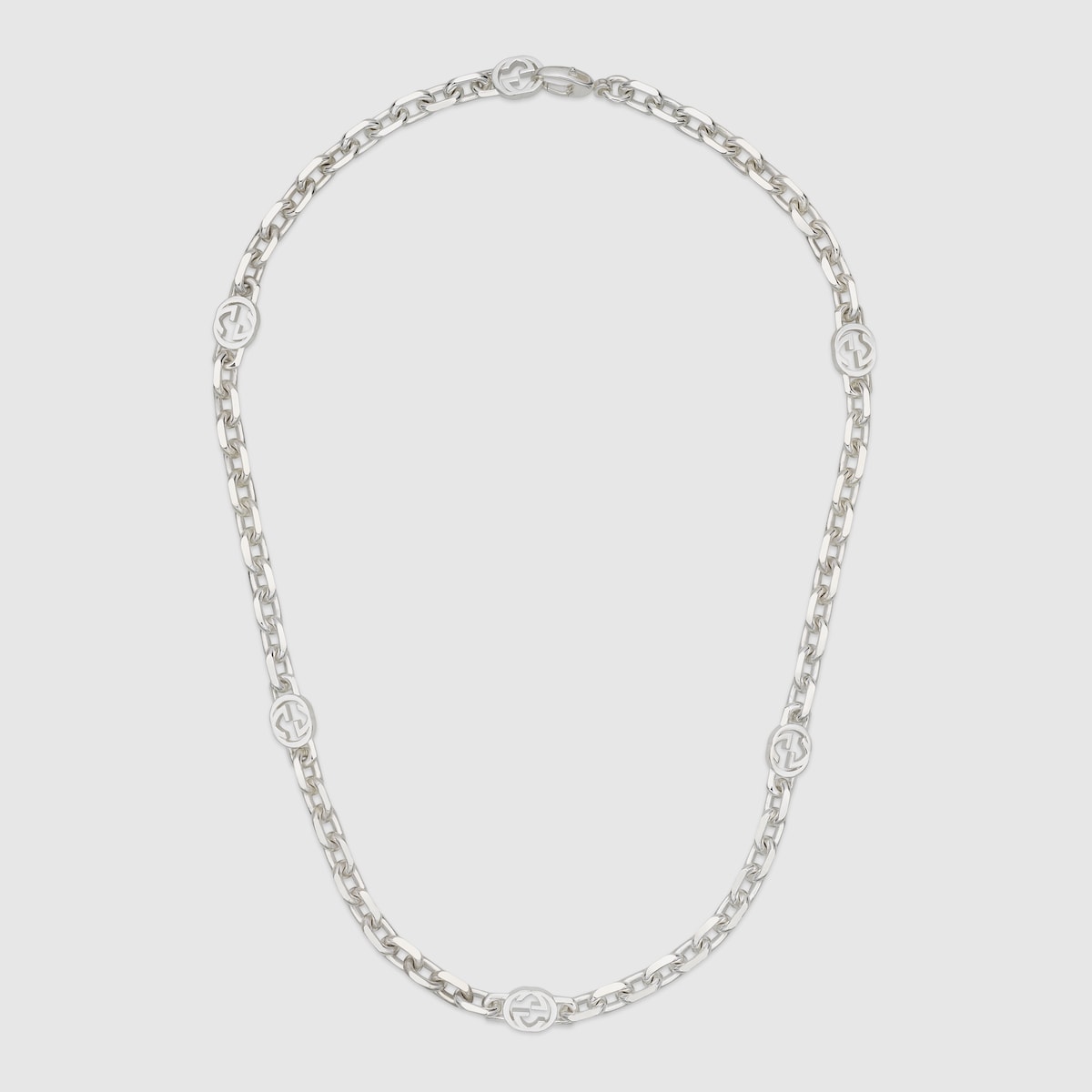 GUCCI Interlocking G Silver Chain Necklace