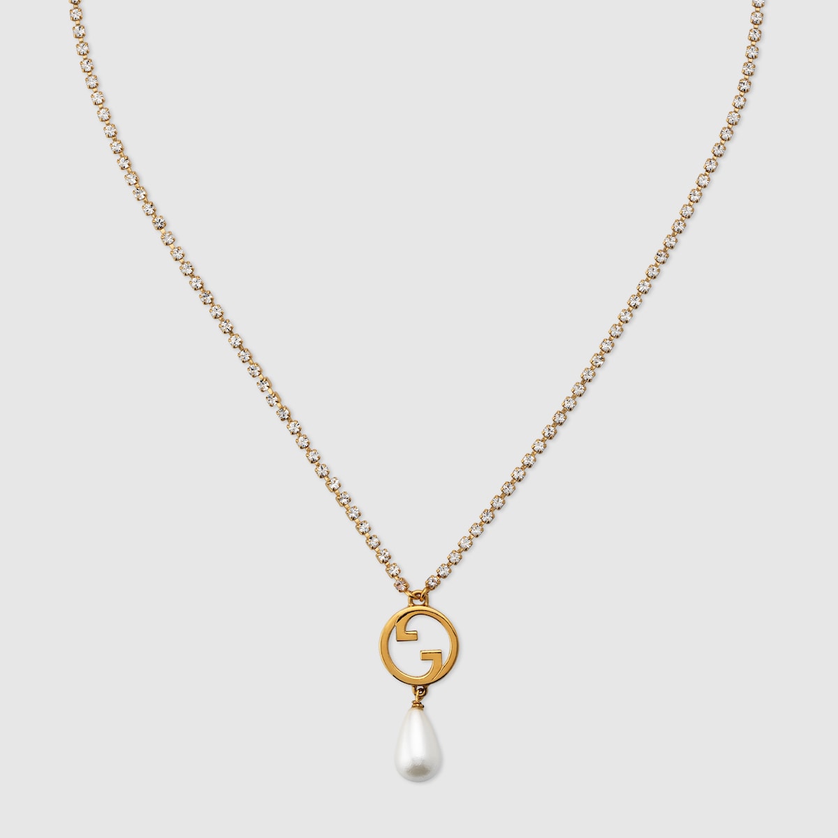 注目の新作【GUCCI】〔 ブロンディ〕クリスタル ペンダント Gucci Blondie crystal necklace in yellow gold-toned metal