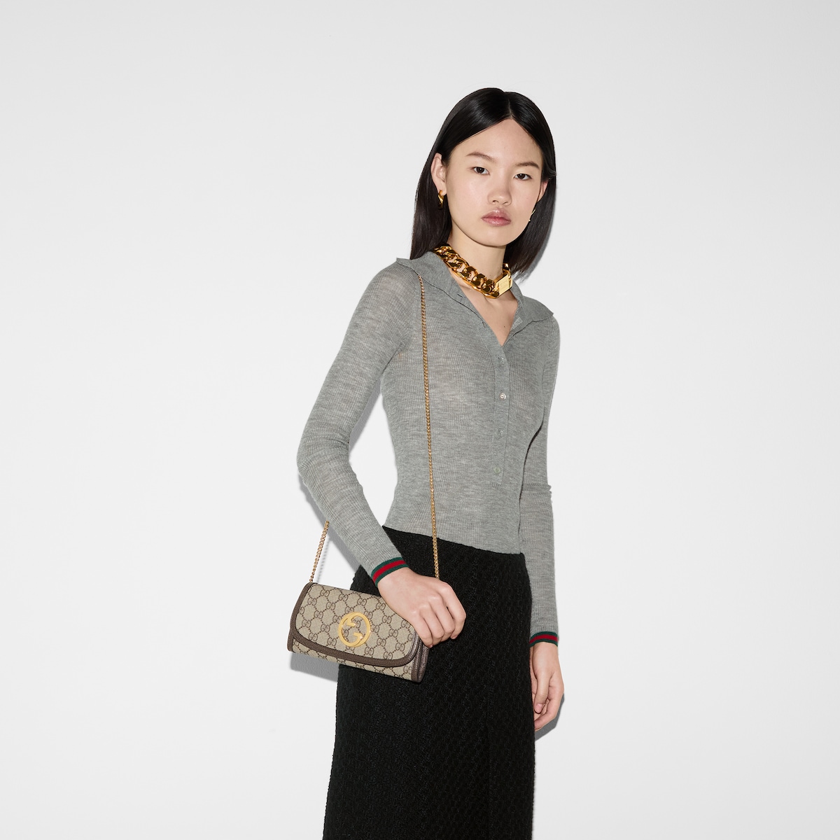 Gucci グッチ ブロンディチェーン コンチネンタルウォレット Gucci Blondie wallet on chain in beige and ebony Supreme