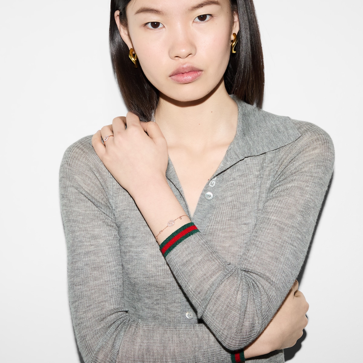 GUCCI　ドミノ　グッチ Gucci Interlocking diamond 18k bracelet in 18k rose gold | GUCCI® US