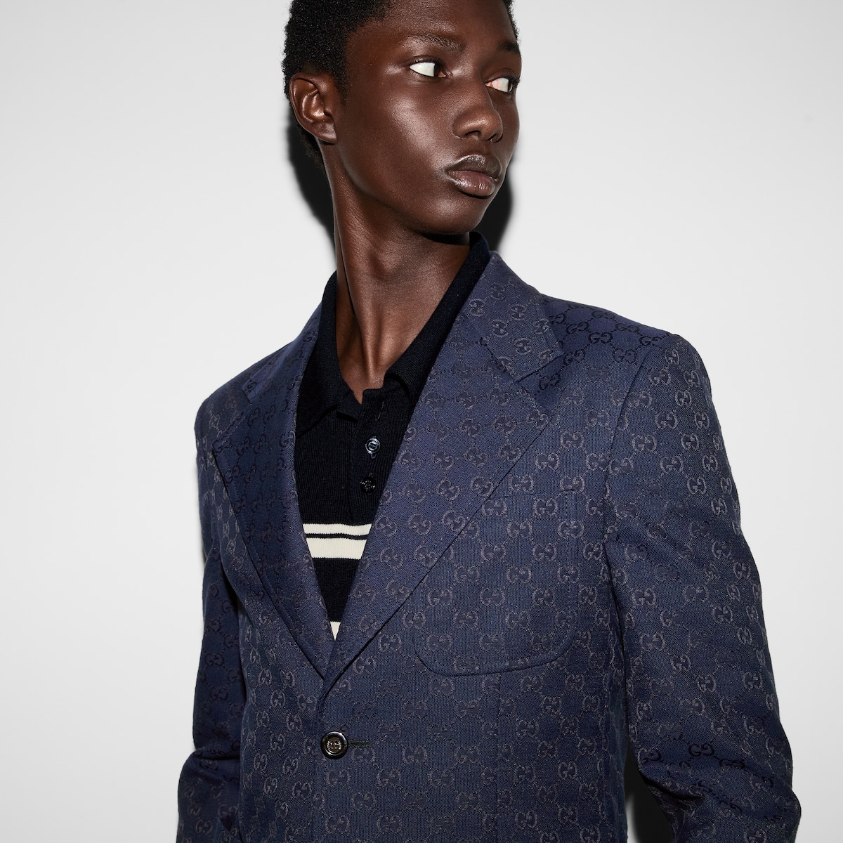 GG cotton blend formal jacket in blue GUCCI Canada