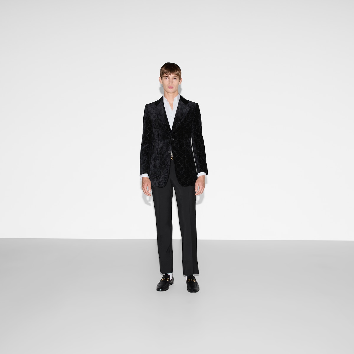 【GUCCI】ベルベット ブレザー GG velvet jacket in black | GUCCI® US