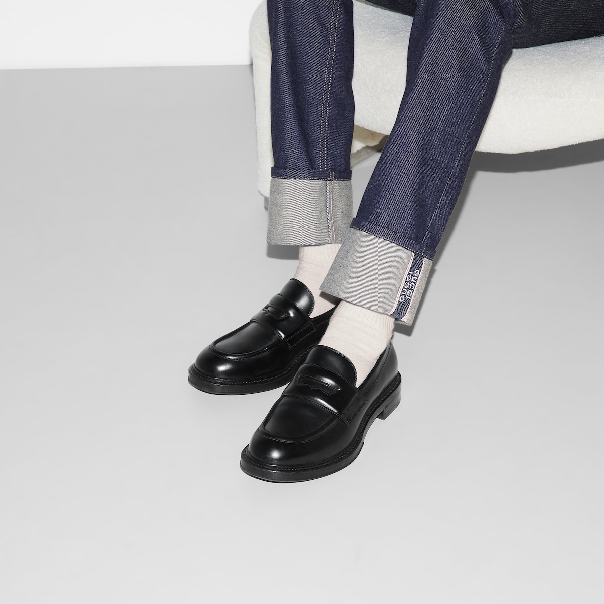 Men's loafer with Web in black leather | GUCCI® US Men's loafer with Web in black leather | GUCCI® US