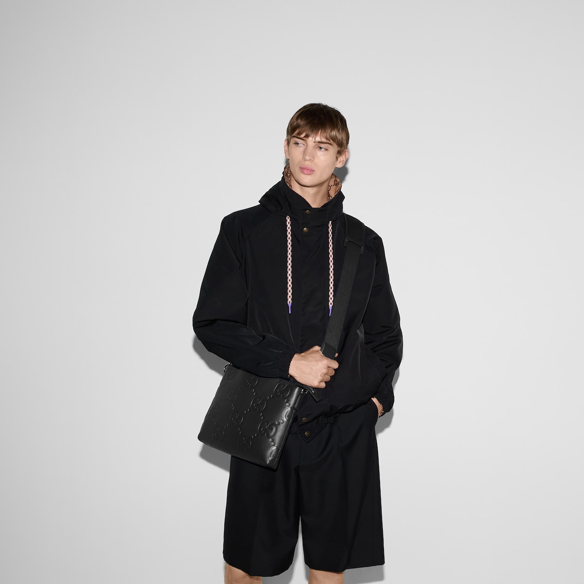 GG jumbo medium crossbody bag in black leather | GUCCI® US