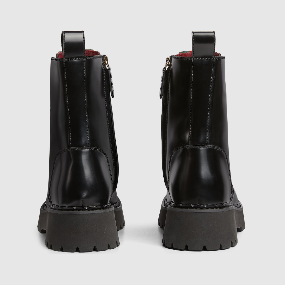 Stivale uomo con dettaglio Web in pelle nera GUCCI Italia