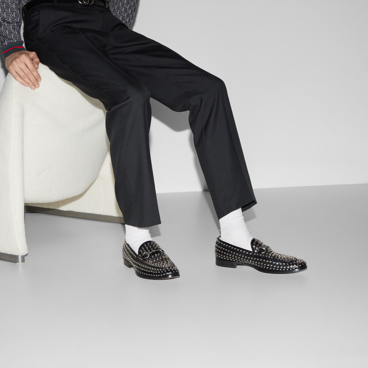 Black studded mens loafers hotsell
