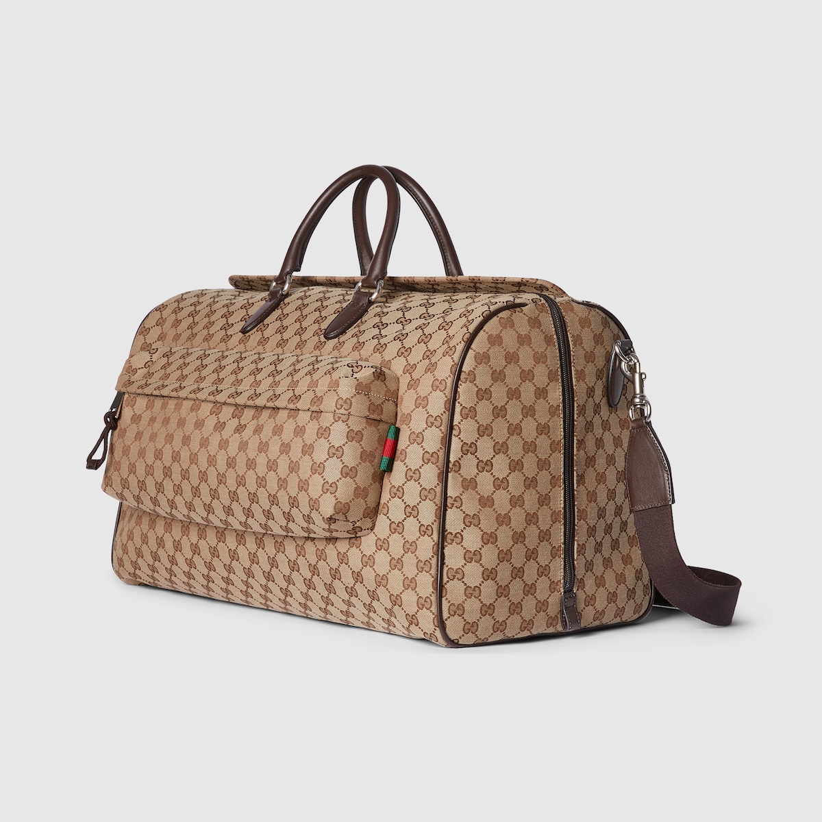 【GUCCI】GG Embossed Logo Duffle Tote Bag Dunst Grey Gucci GG Embossed Duffle Bag Grey in Leather with Silver