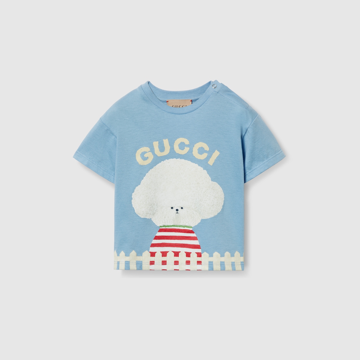 Baby printed cotton T shirt in light blue GUCCI Canada