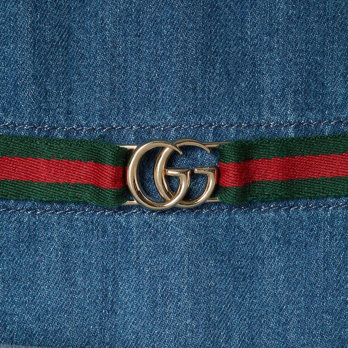 チルドレンズ〕ウェブ ストライプ デニム ドレス ・ブルー | GUCCI公式