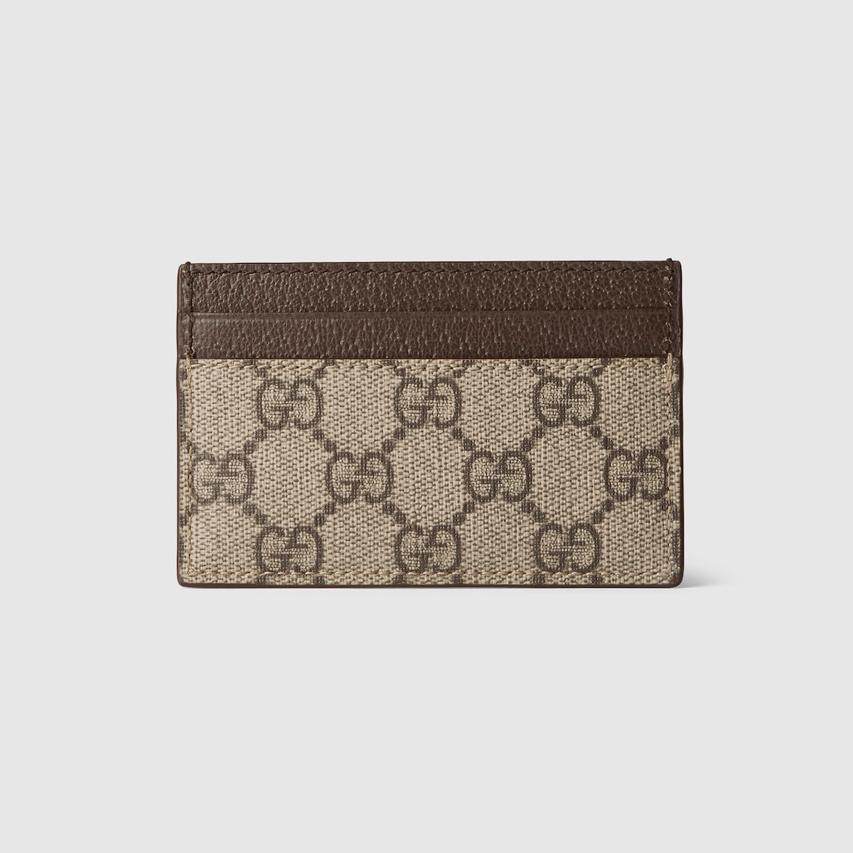 Brown trim GG card case in beige and ebony Supreme