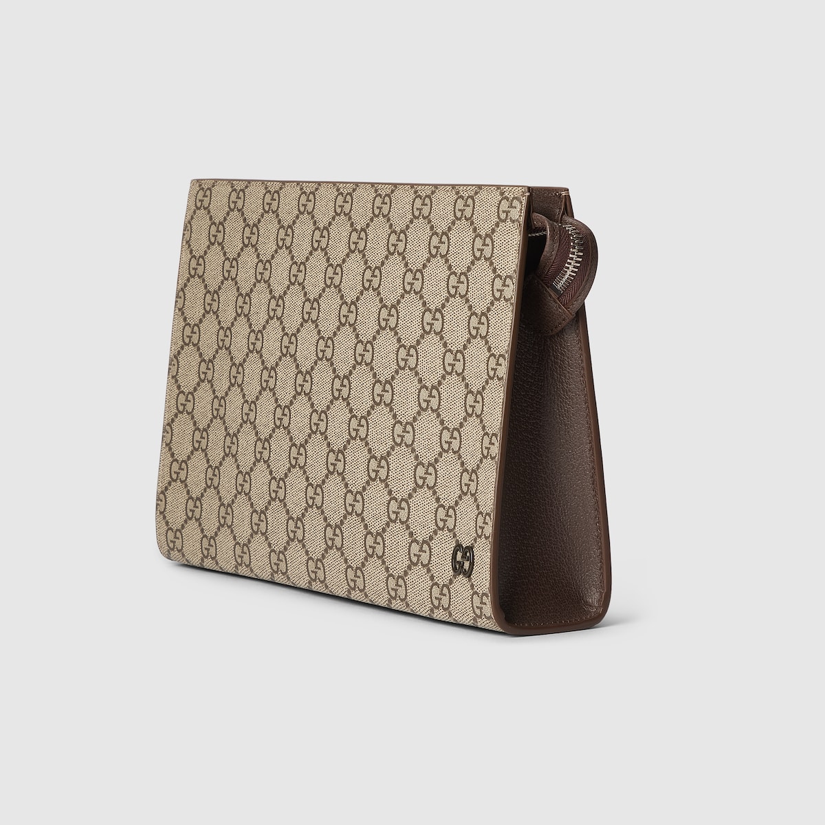 Brown trim small pouch in beige and ebony Supreme | GUCCI® US