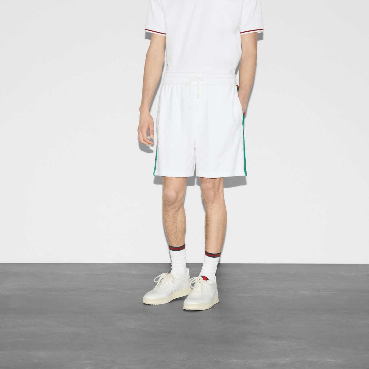 GG terry cloth short with Web in white | GUCCI® US