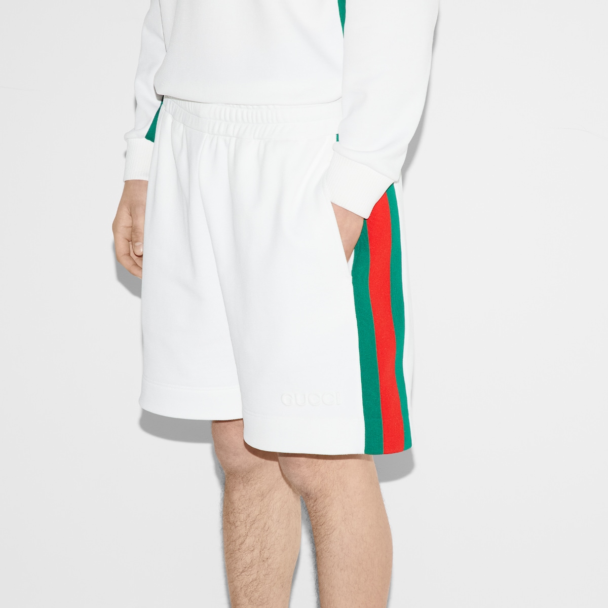 Shorts with Web intarsia in white GUCCI DK