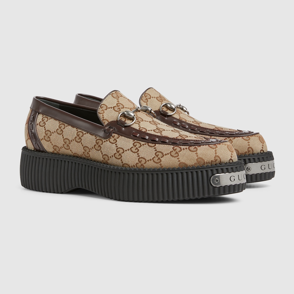 Men s Gucci Horsebit creeper loafer in beige and ebony GUCCI ZA