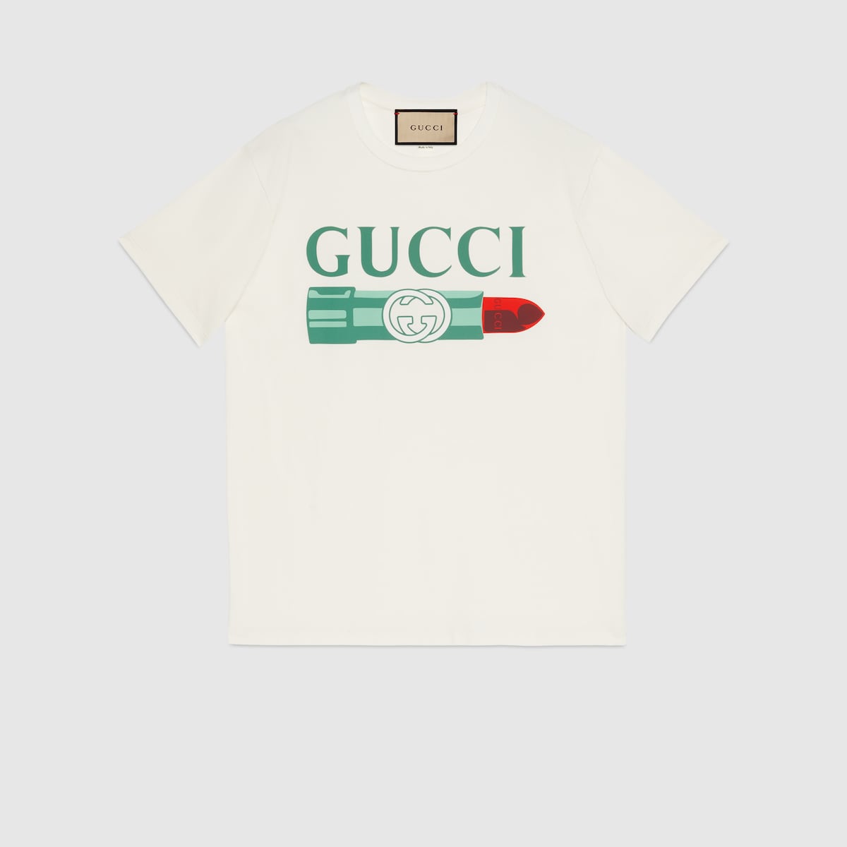 GUCCI リップスティック プリント コットン Tシャツ ・ホワイト