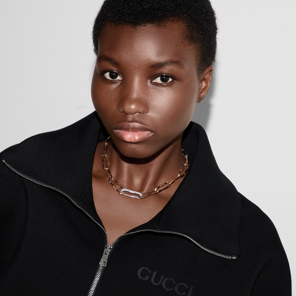 Gucci Link to Love diamond necklace in 18k mixed gold | GUCCI® US