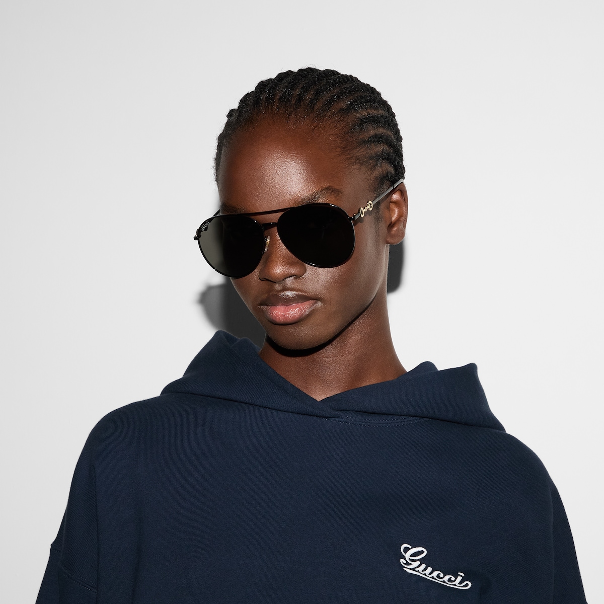 Aviator sunglasses in black GUCCI US