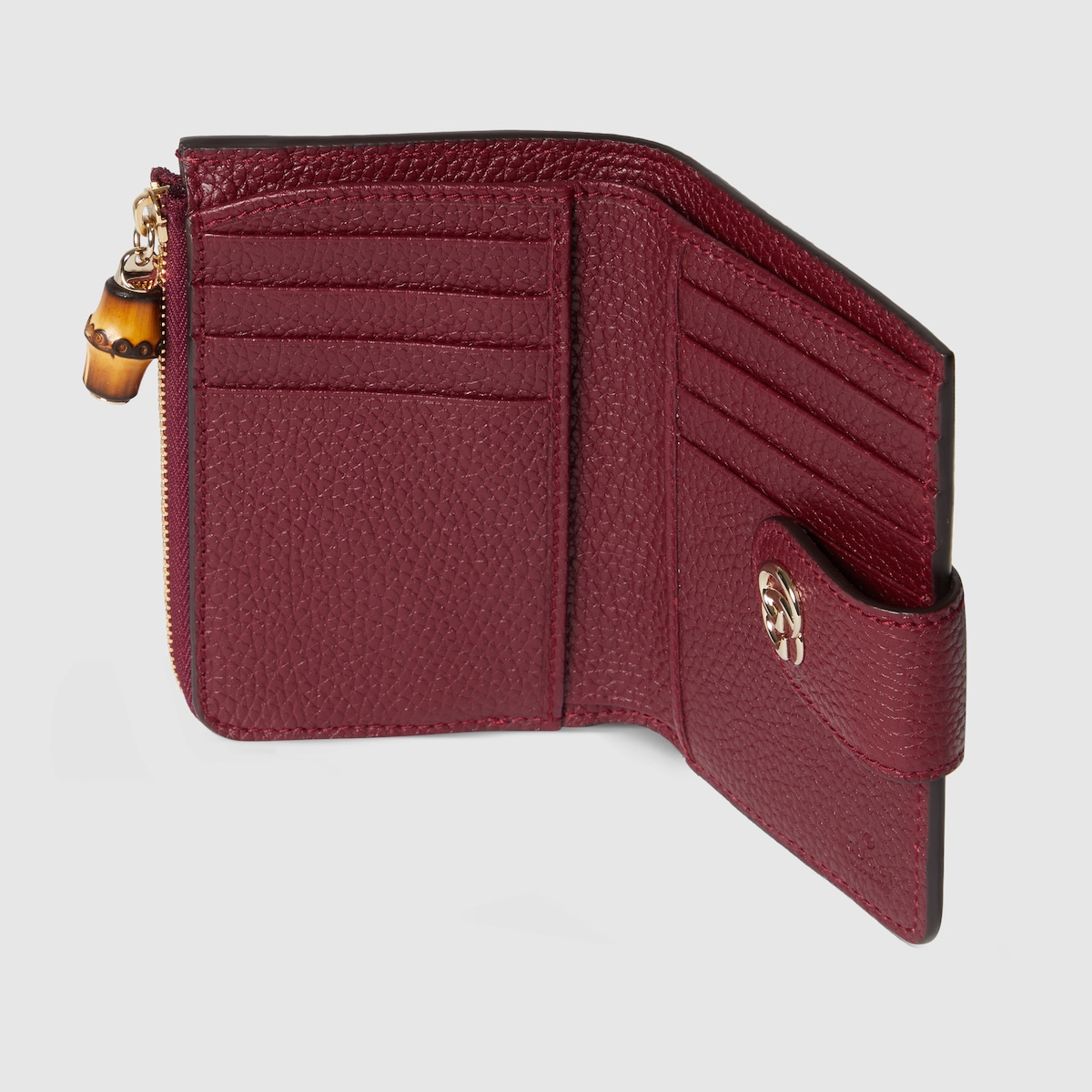 Medium Double G wallet with bamboo in Rosso Ancora red