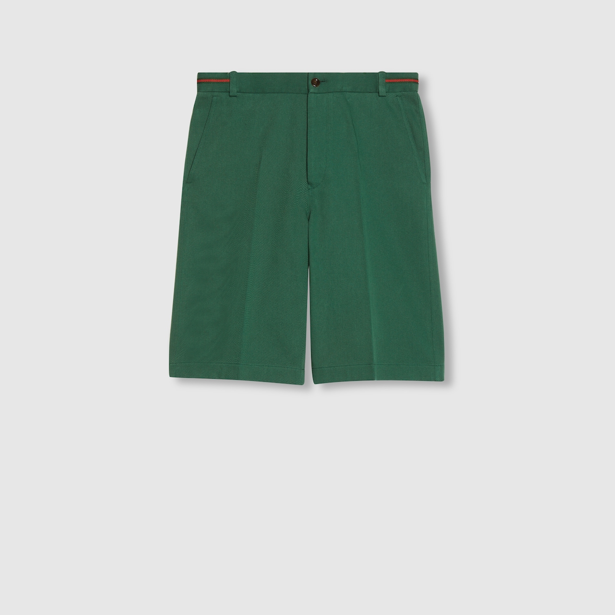 Short en coton avec detail bande Web en vert fonce GUCCI FR