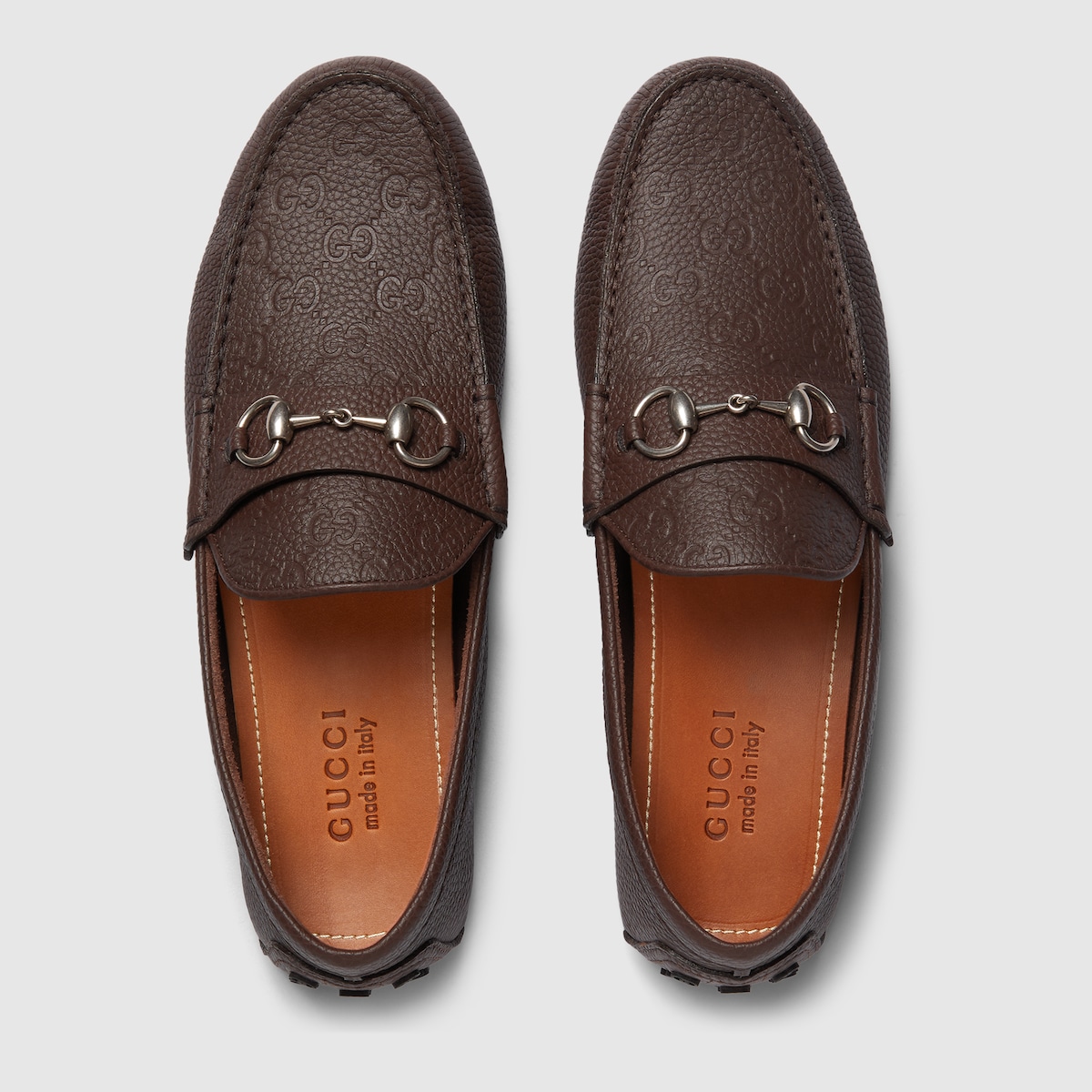 Gucci leather driver with web brown shop