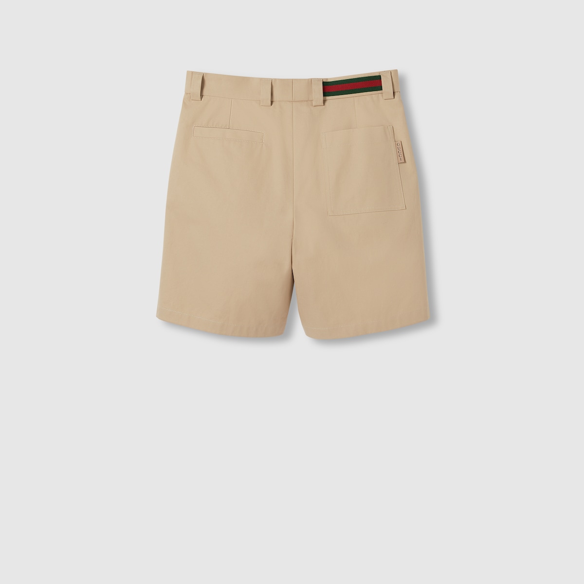 Double cotton twill shorts with Web in sand | GUCCI® US