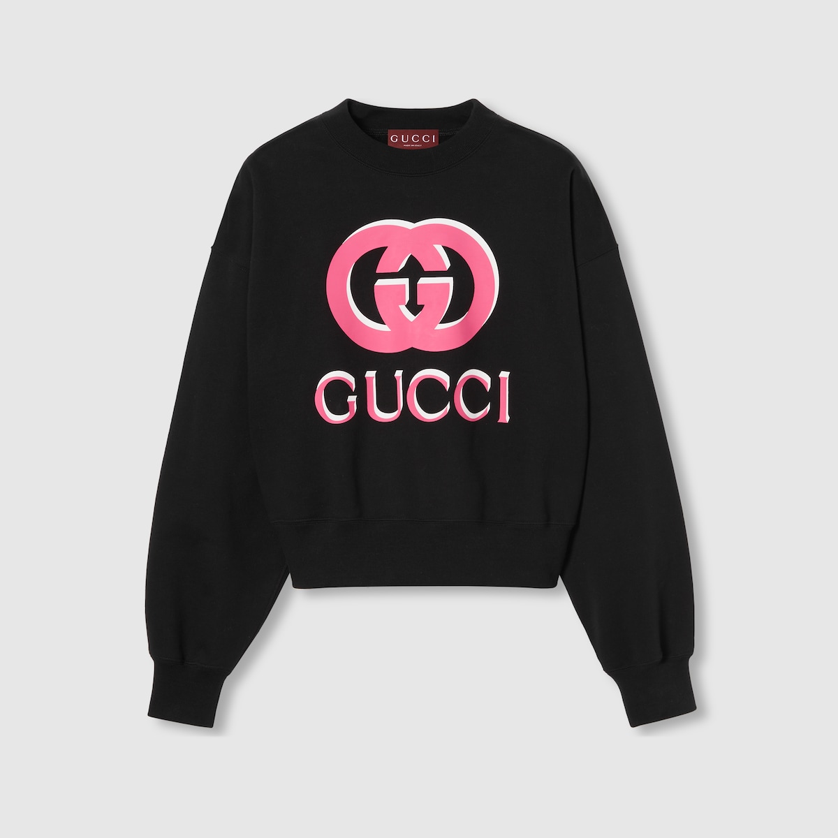 Printed cotton jersey sweatshirt in black GUCCI AE