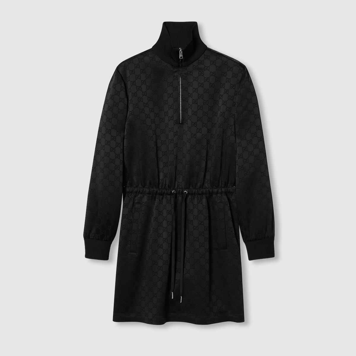 Short GG viscose jacquard dress in black | GUCCI® US
