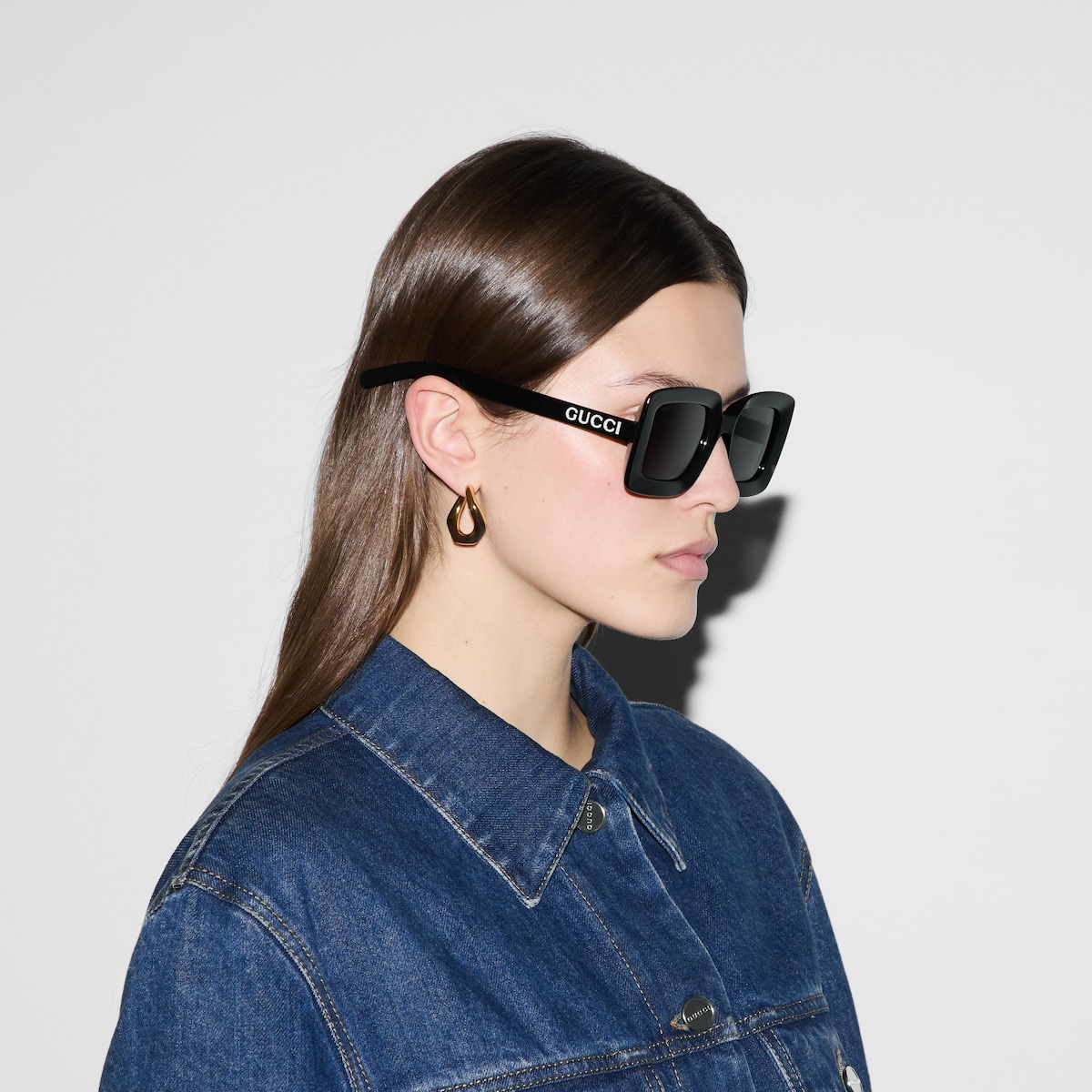 GUCCI ブラック トップス Sサイズ Gucci Logo Sunglasses 54mm with Polarized Grey Lenses