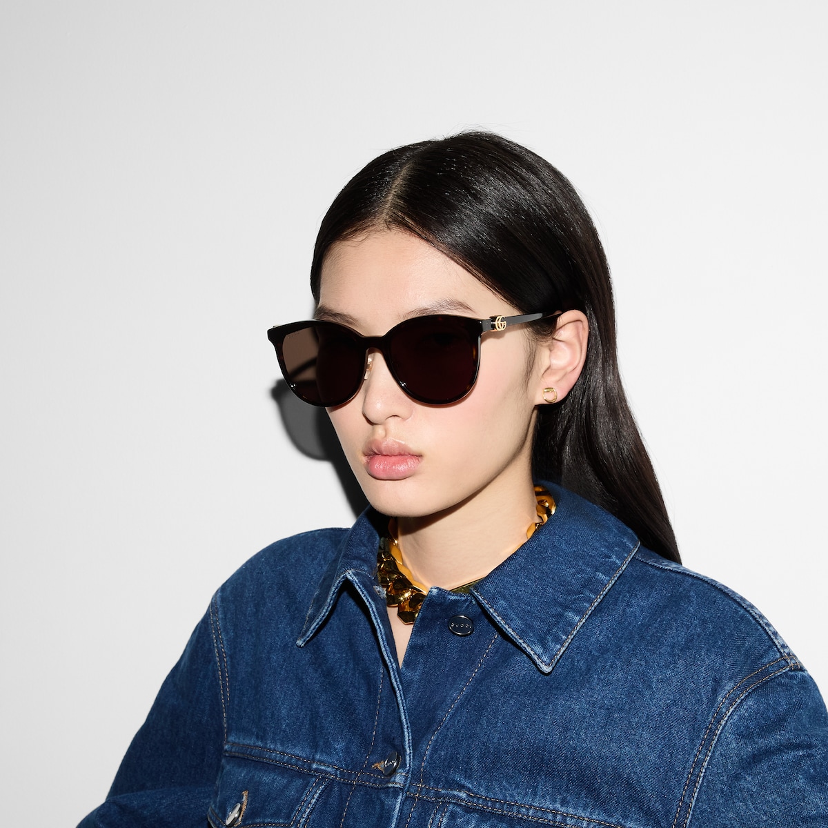 Gucci Sunglasses GG3730/F/S 34SVP Brown Tortoise Black Woven