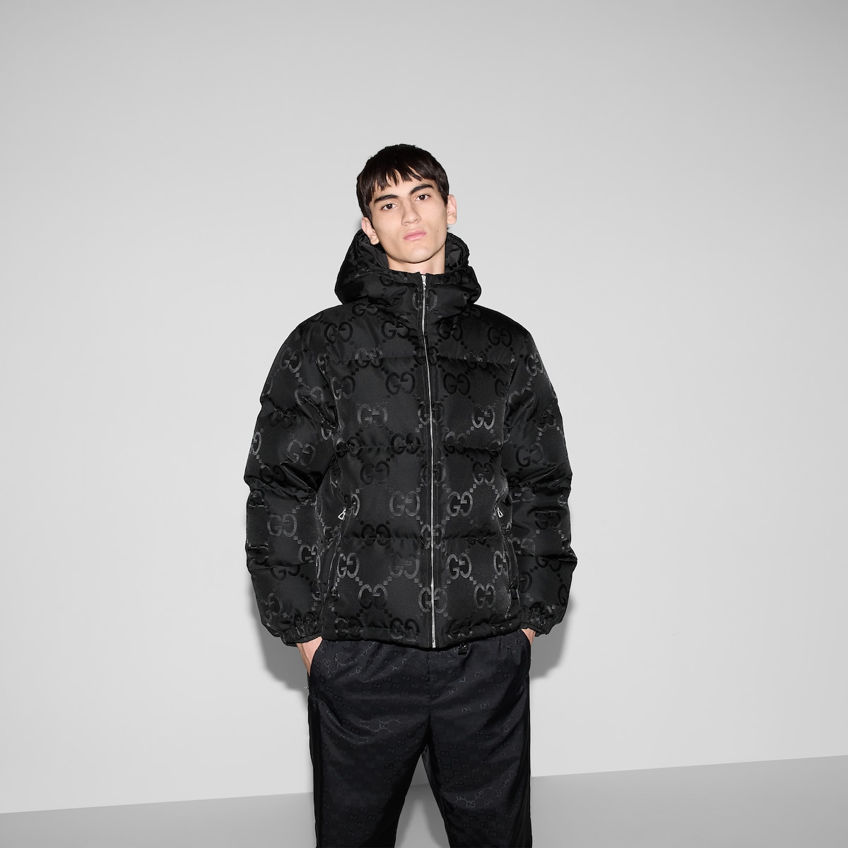 Jumbo GG canvas jacket in black | GUCCI® US