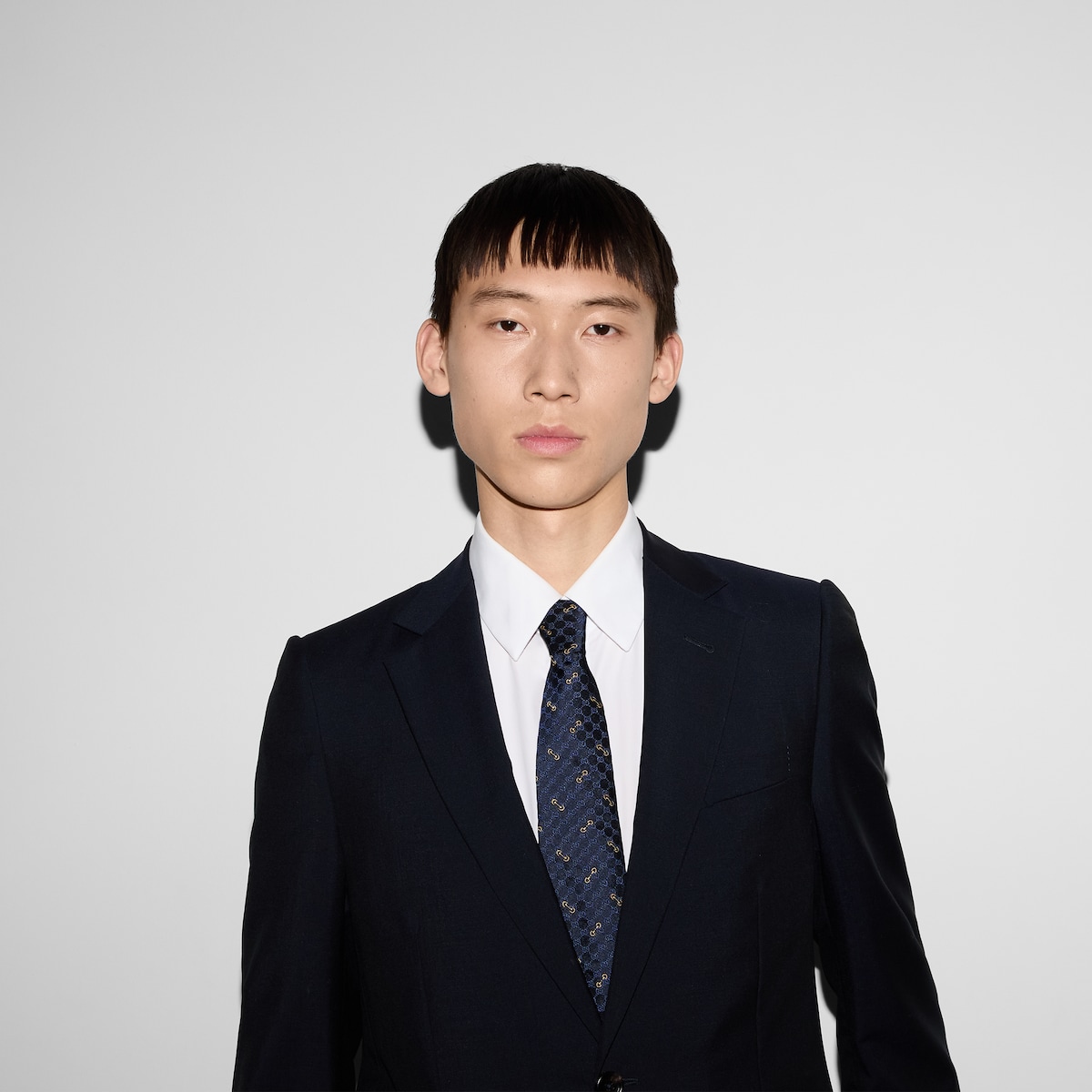 GG シルクジャカード ネクタイ ・ダークブルー＆ライトブルー