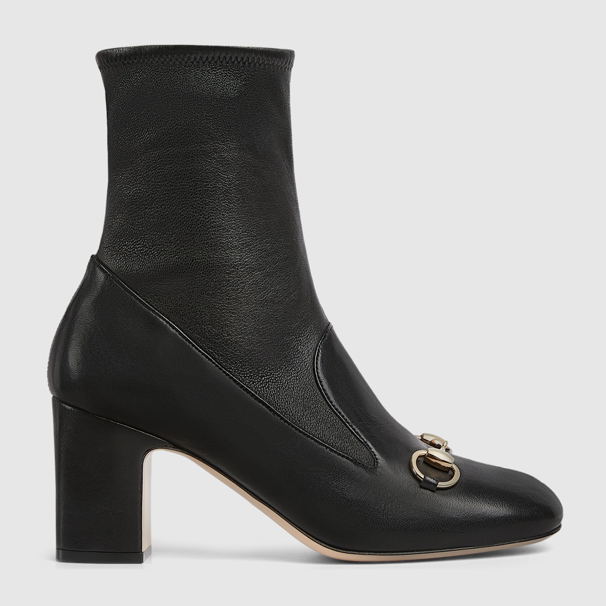 Stivaletto donna con Morsetto in pelle elasticizzata nera GUCCI CH