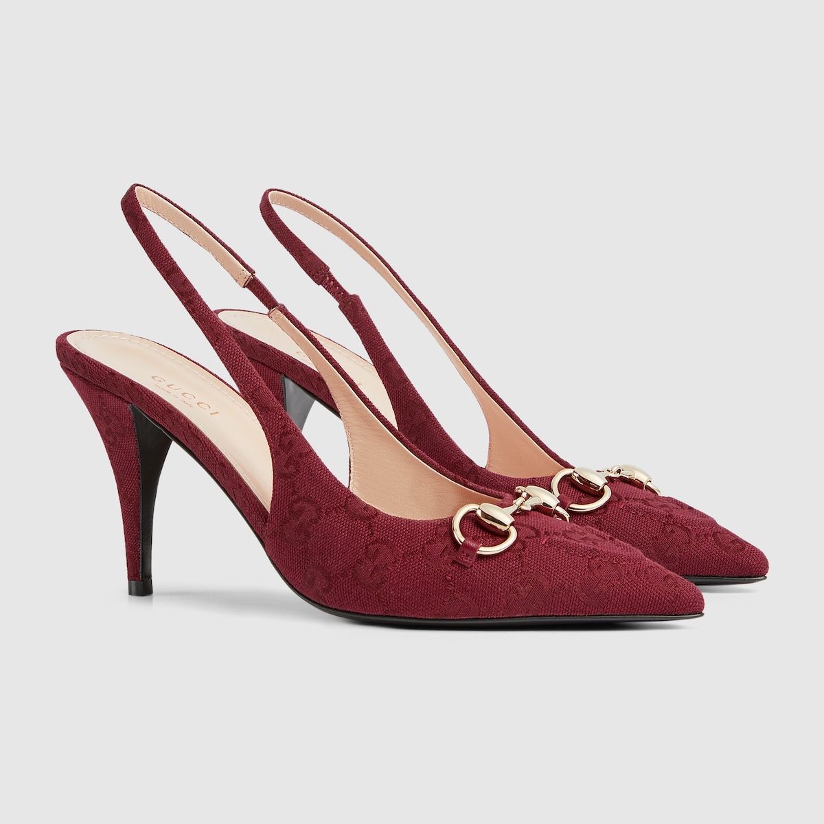 Escarpins avec detail Mors pour femme en Toile GG Rosso Ancora GUCCI CH