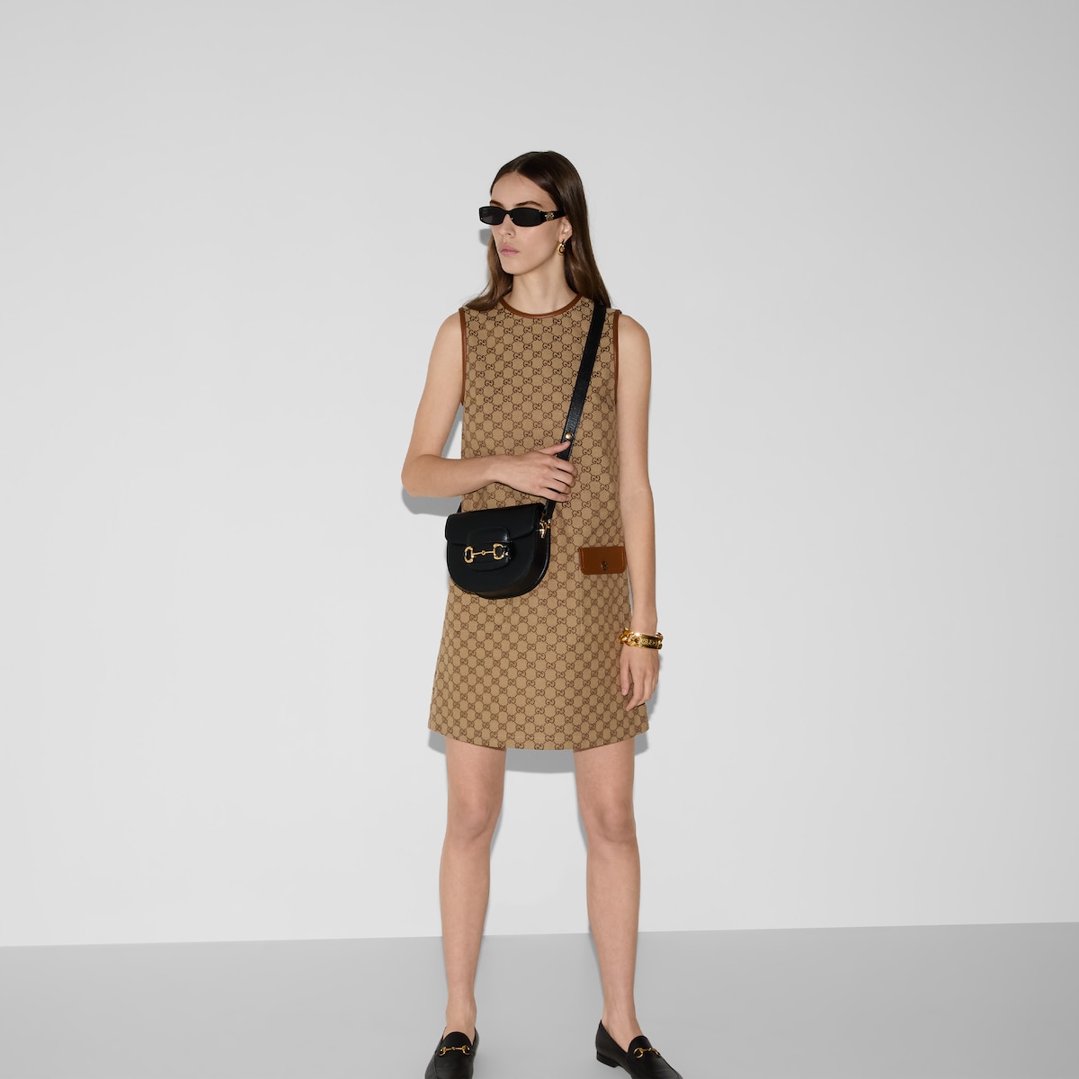Minibolsa con forma redonda Gucci Horsebit 1955 inpiel negra GUCCI MX