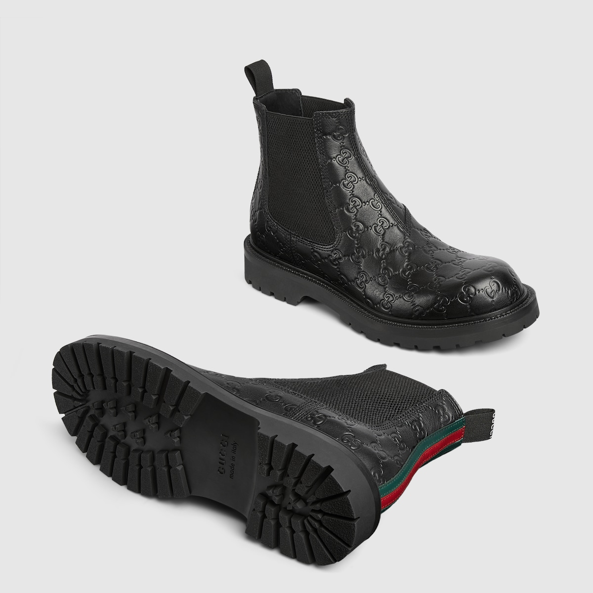 Men s boot with Web in black GG leather GUCCI MX