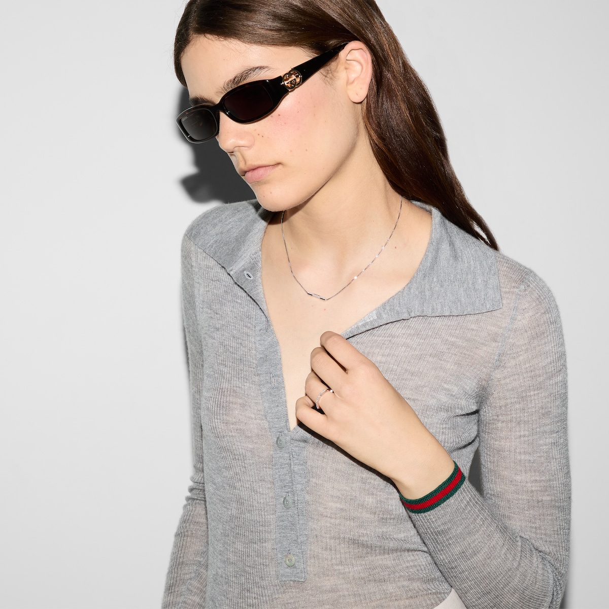 Gucci Link to Love〕ダイヤモンドネックレス 18k ゴールド