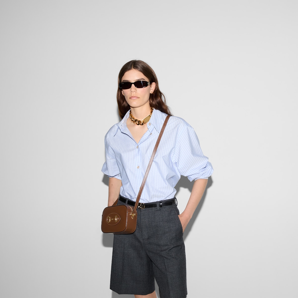 GUCCI Grained Calfskin Small Logo Belt Bag Black - A World