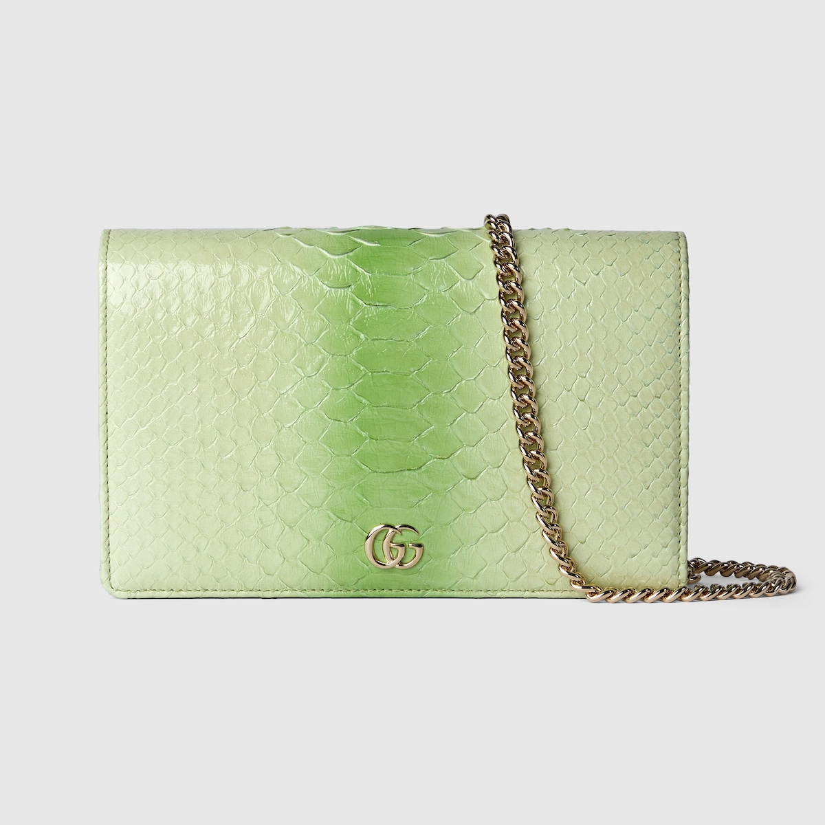 GG Marmont python wallet on chain in gradient green | GUCCI® US