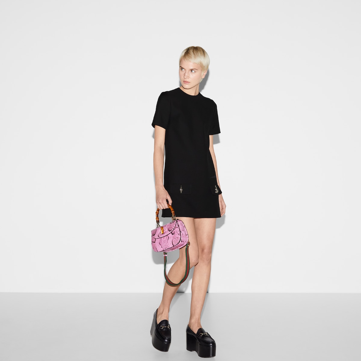 Gucci Bamboo 1947 small python bag in pink python | GUCCI® US