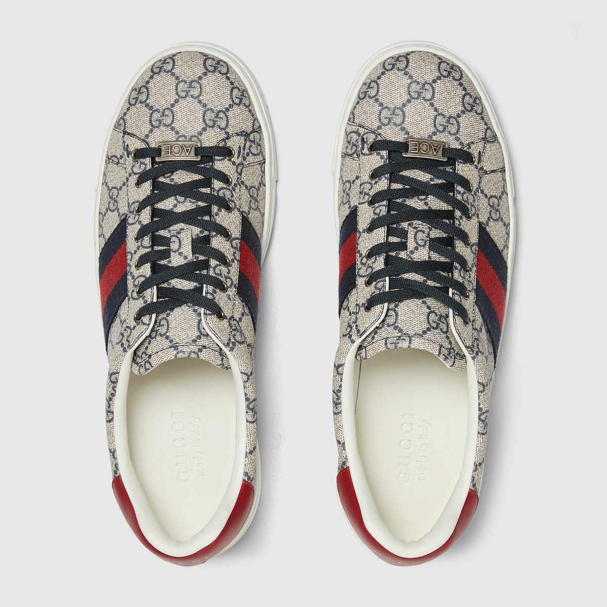 Men's Gucci Ace sneaker with Web in beige and blue GG