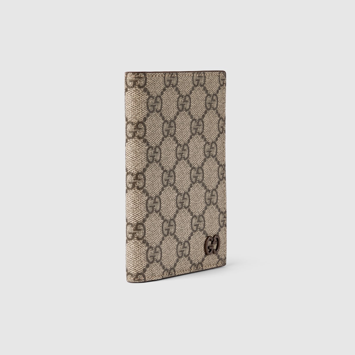Brown interior GG passport case in beige and ebony Supreme