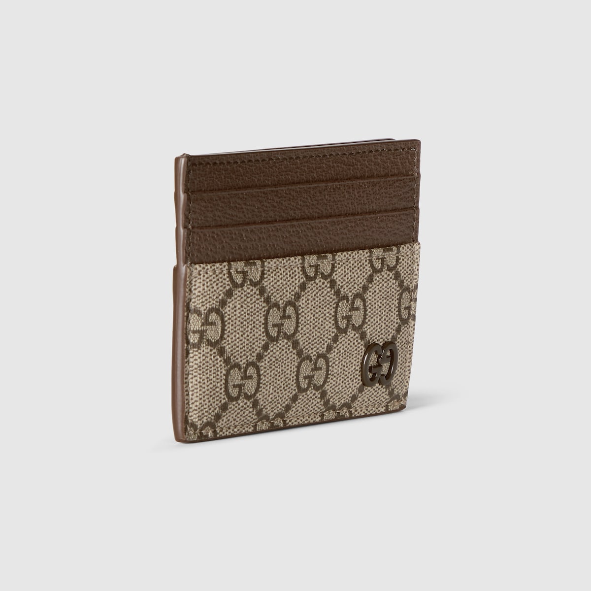 Bi-color GG card case in beige and ebony Supreme | GUCCI® US